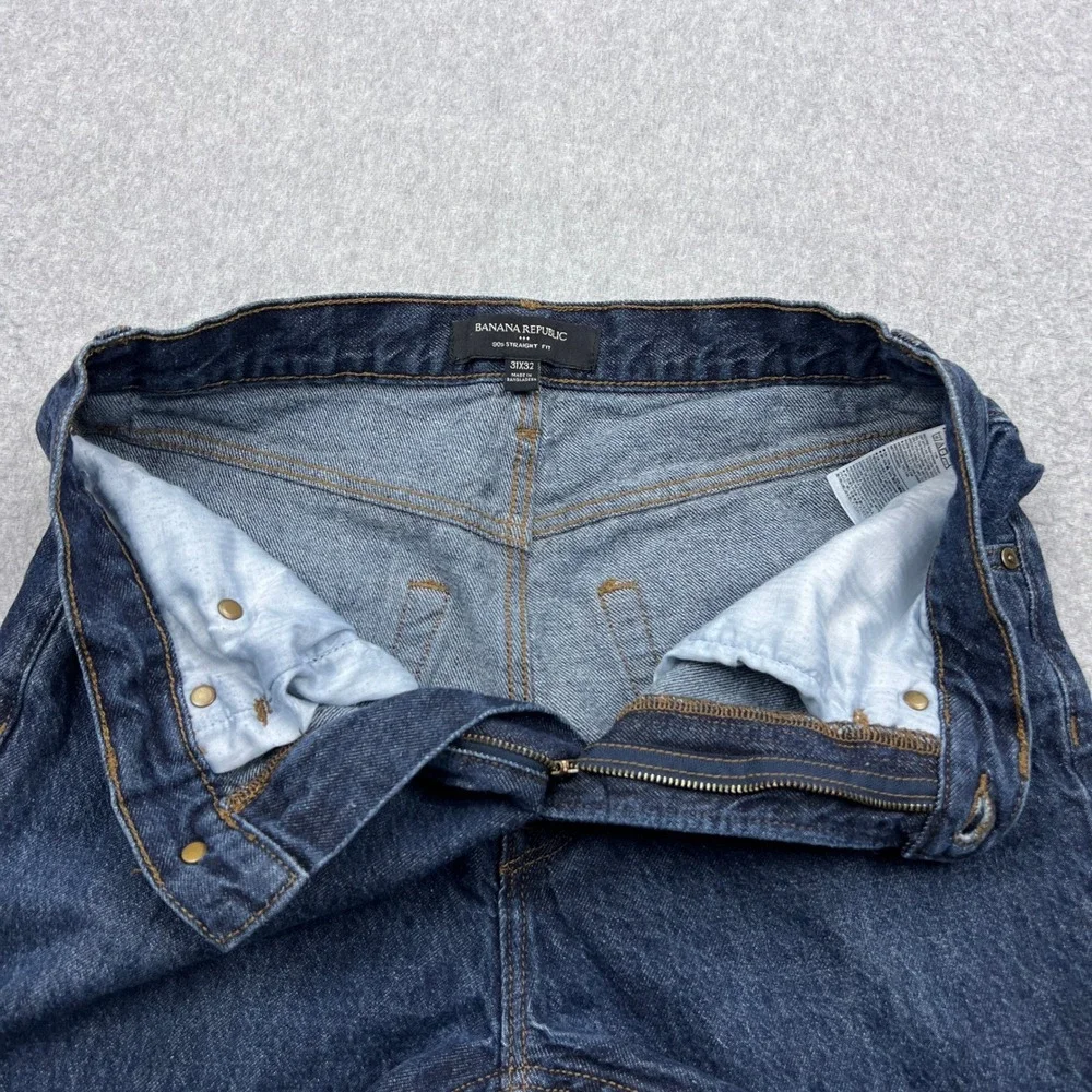 Banana Republic 90s Straight Fit Jean Mens 31x32* Blue Dark Washwell Hemp Indigo